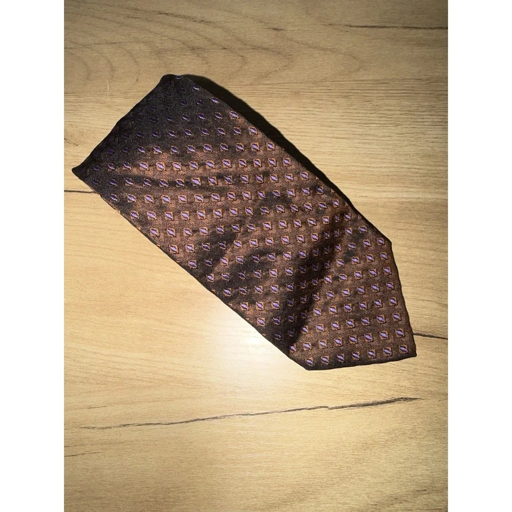 Vintage Fendi 100% Silk‎ Tie Brown  Italy Luxury Designer Y